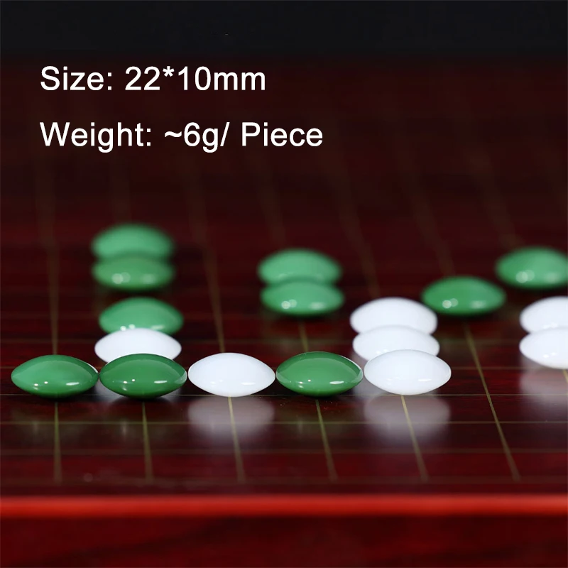 Luxury Jade Go Game Chess Set, Weiqi Chess Game, 361 D2.2cm Green White Stone Chess Pieces, Wooden Chessboard, Table Game