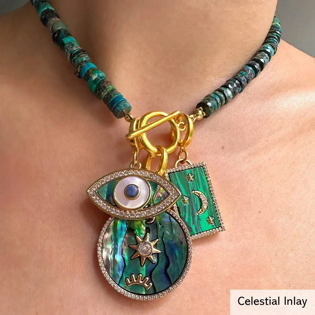 

Retro Turquoise Devil's Eye Moon Necklace Pendant Fashion Jewelry Accessories