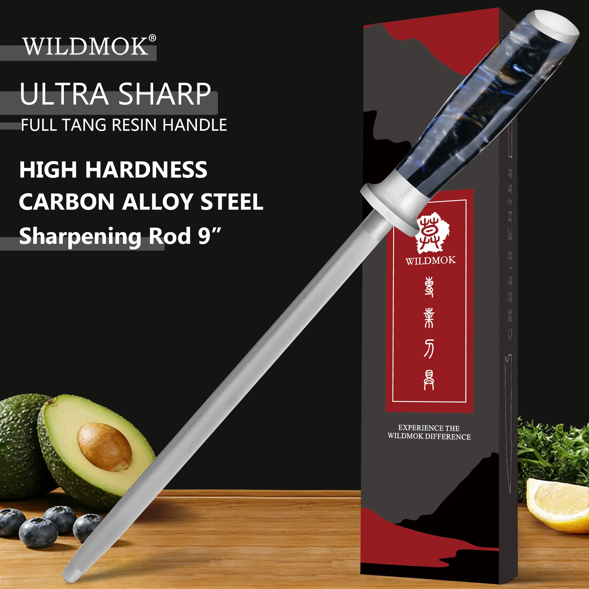 wildmok-9-inch-super-hardness-honing-steel-professional-knife-sharpening-rod-for-kitchen-knife-daily-sharpening-care