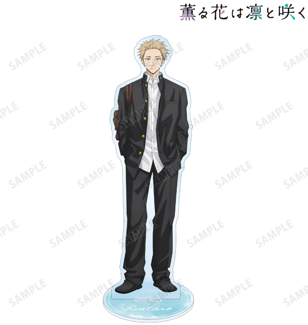 زهرة عطرة تتفتح مع حامل أكريليك كبير كرامية لشخصية الرسوم المتحركة للمدرسة، هدية قابلة للجمع لعرض المكتب الشهير