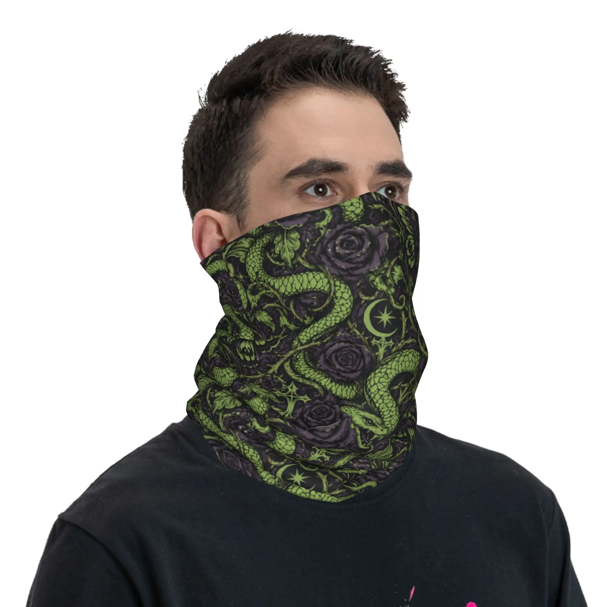 Fun Gothic Snake Rose Butterfly Print Balaclava Hiking Bicycle Mask Anti-UV Breathable Face Cover Mask Summer Cool Scarves