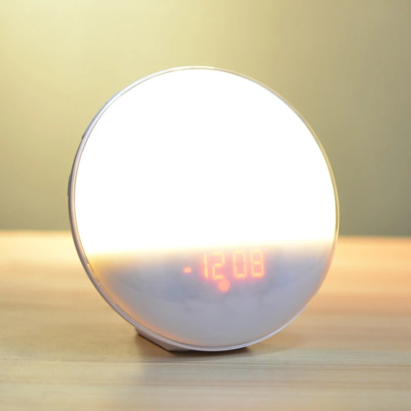 Wecklicht-Wecker mit Sonnenaufgang/Sonnenuntergangssimulation, zwei Alarme, UKW-Radio, Nachtlicht, 7 Farben, natürliche Geräusche, Schlummerfunktion – Detail 16