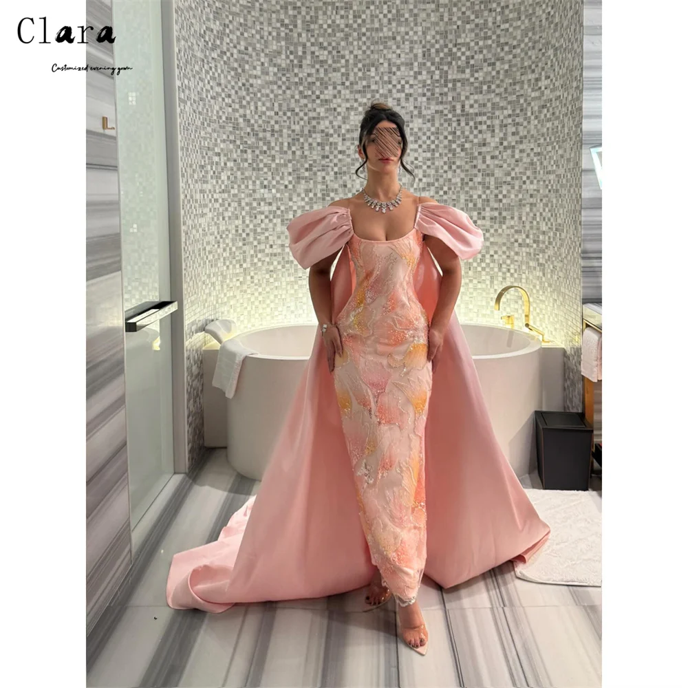 

Clara Custom Fishtail Boat Collar Pink Ankle Length Ball Gowns Luxury Dresses for Luxury Party Prom Dresses 2026 Evening Gown