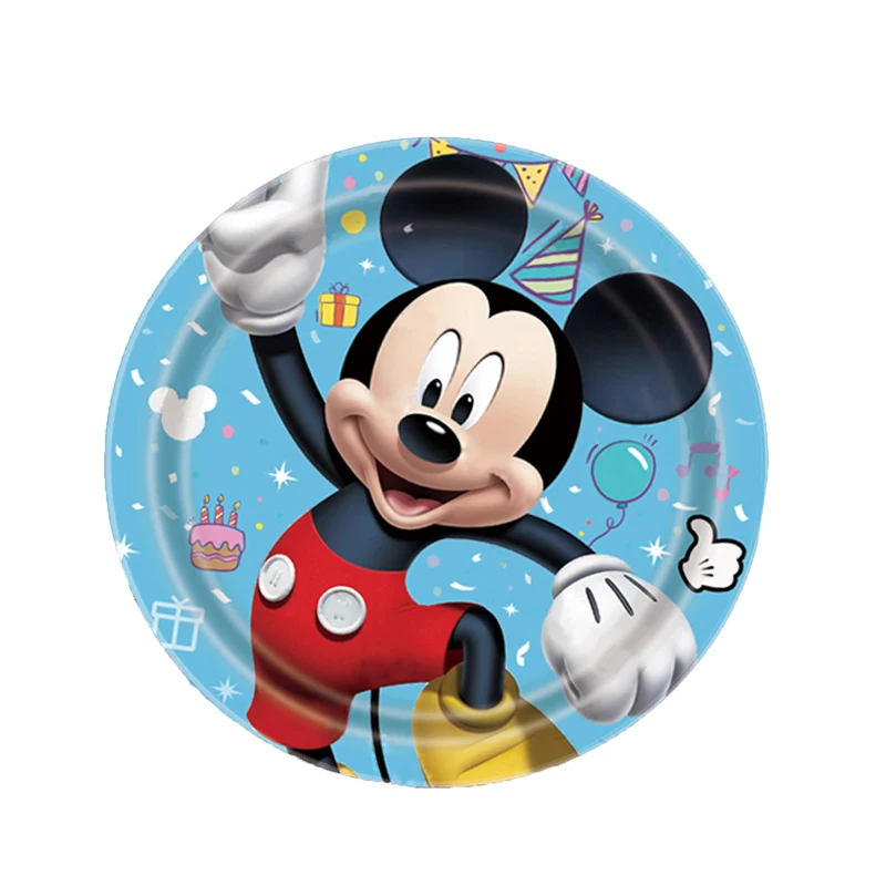 Fournitures de fête de dessin animé Disney TureMouse pour enfants, assiette en papier britannique, tasse en papier, nappe, cadeau de faveur,