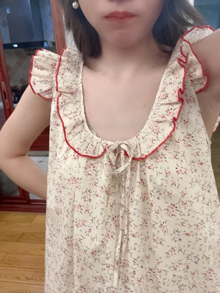 Douce chemise de nuit florale pour femme, vêtements de nuit baggy doux et doux, vêtements pour étudiants assortis, décontracté, Ulzzang, maison