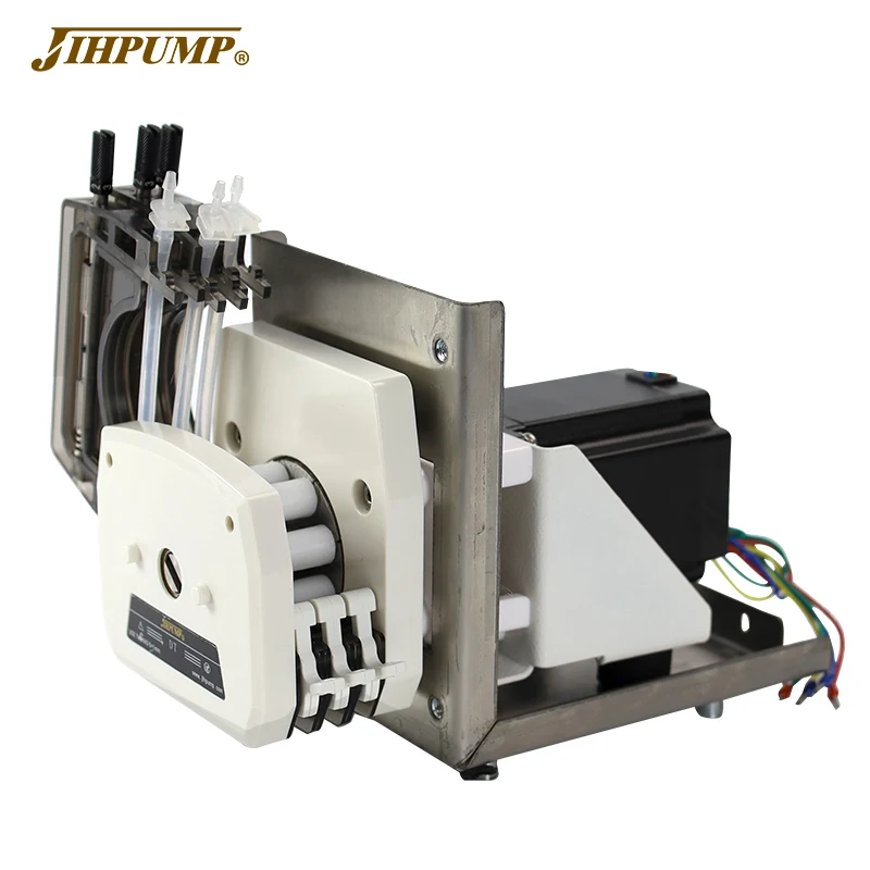 JIHPUMP oem acid dosing chemical lab liquid filling machine stepper motor medical industrial multichannel 24V  peristaltic pump