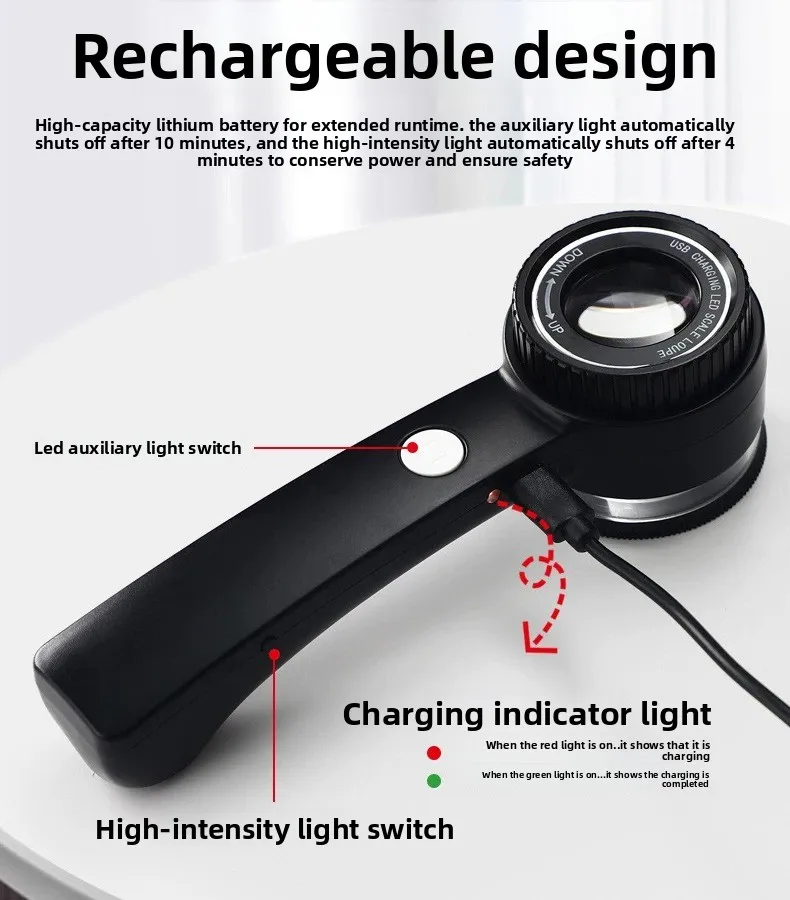 80X 100X LED Magnifying Glass for Jewelry Gem Stones Antique Collection