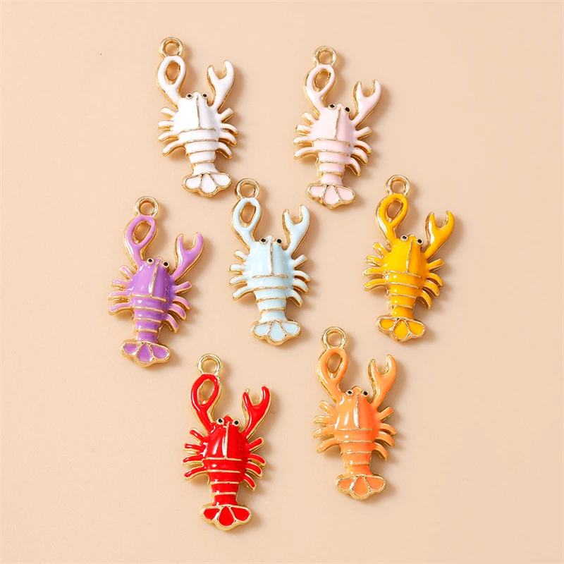 20 Stück 19x25mm Niedliche Meerestier-Anhänger Emaille-Hummel-Charms für Ohrringe Halsketten DIY Handgemachtes Kunsthandwerk Schmuckherstellung – Detail 4