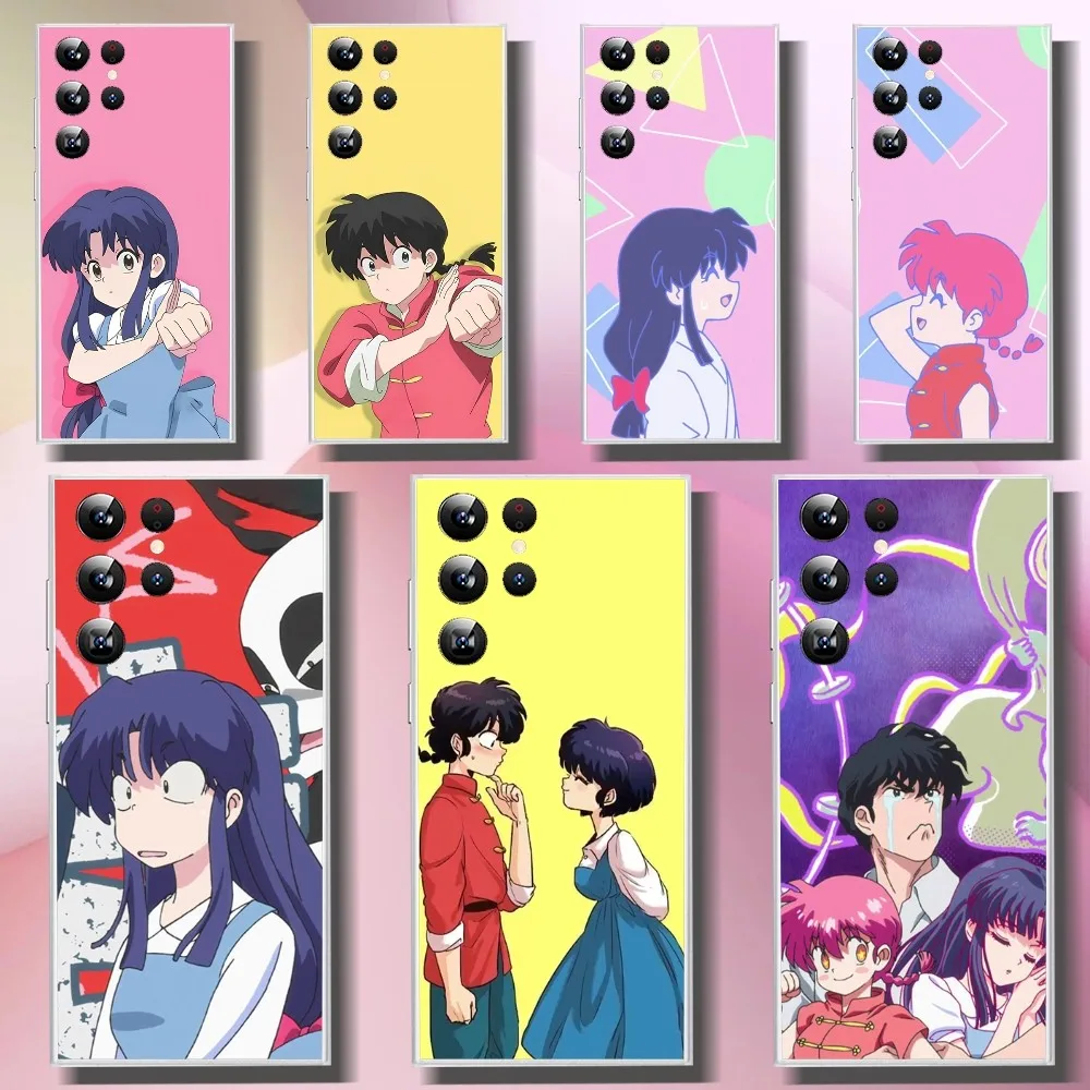 R-ranma C-cartoon Phone Case For Samsung Galaxy A52 A12 A51 S21 Edge S22ULTRA S23 S20LITE Plus Ultra Transparent Cover