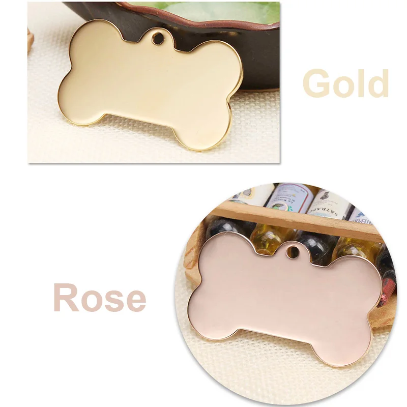 Wholesale 100Pcs Stainless Steel Bone Identity Card Personalized Dog ID Tags Pet Supplies Customized Laser Cat Puppy Pet ID Tags