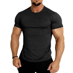 Gym Fitness T-shirt Men Casual Short Sleeve Skinny Tees Quick Dry Tops Summer Male Bodybuilding Training Sports Running Clothing