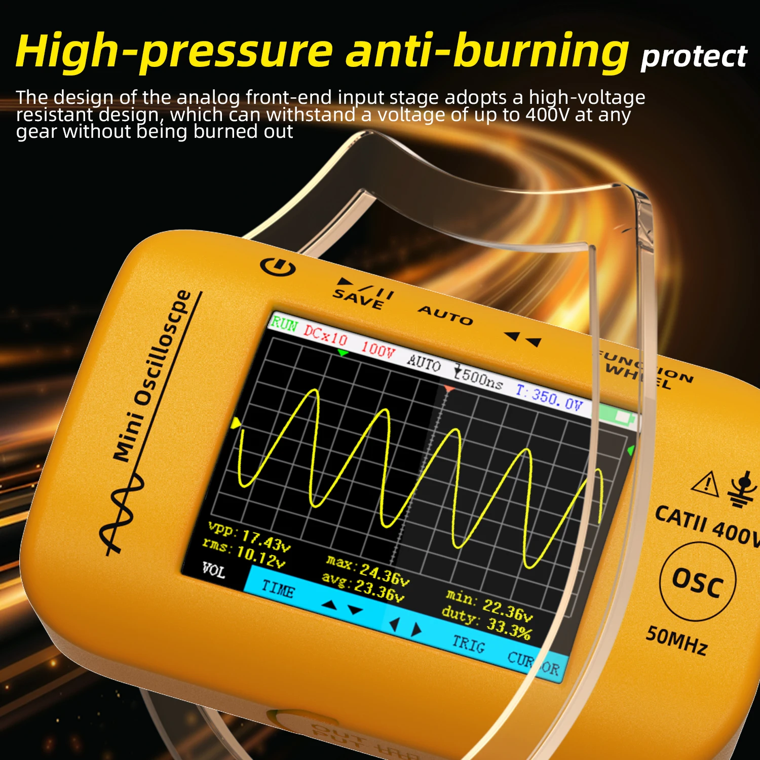 BSIDE 50M 휴대용 디지털 그래픽 오실로스코프, 전자 수리 오실로스코프, 파형 디스플레이, 정밀 측정