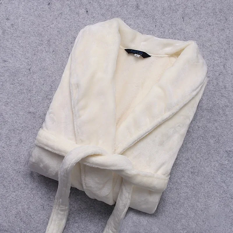 

Robe Flannel Couple Kimono Bathrobe Gown Thick Loose Sleepwear Nightdress Winter Warm Nightgown Long Home Dressing Gown