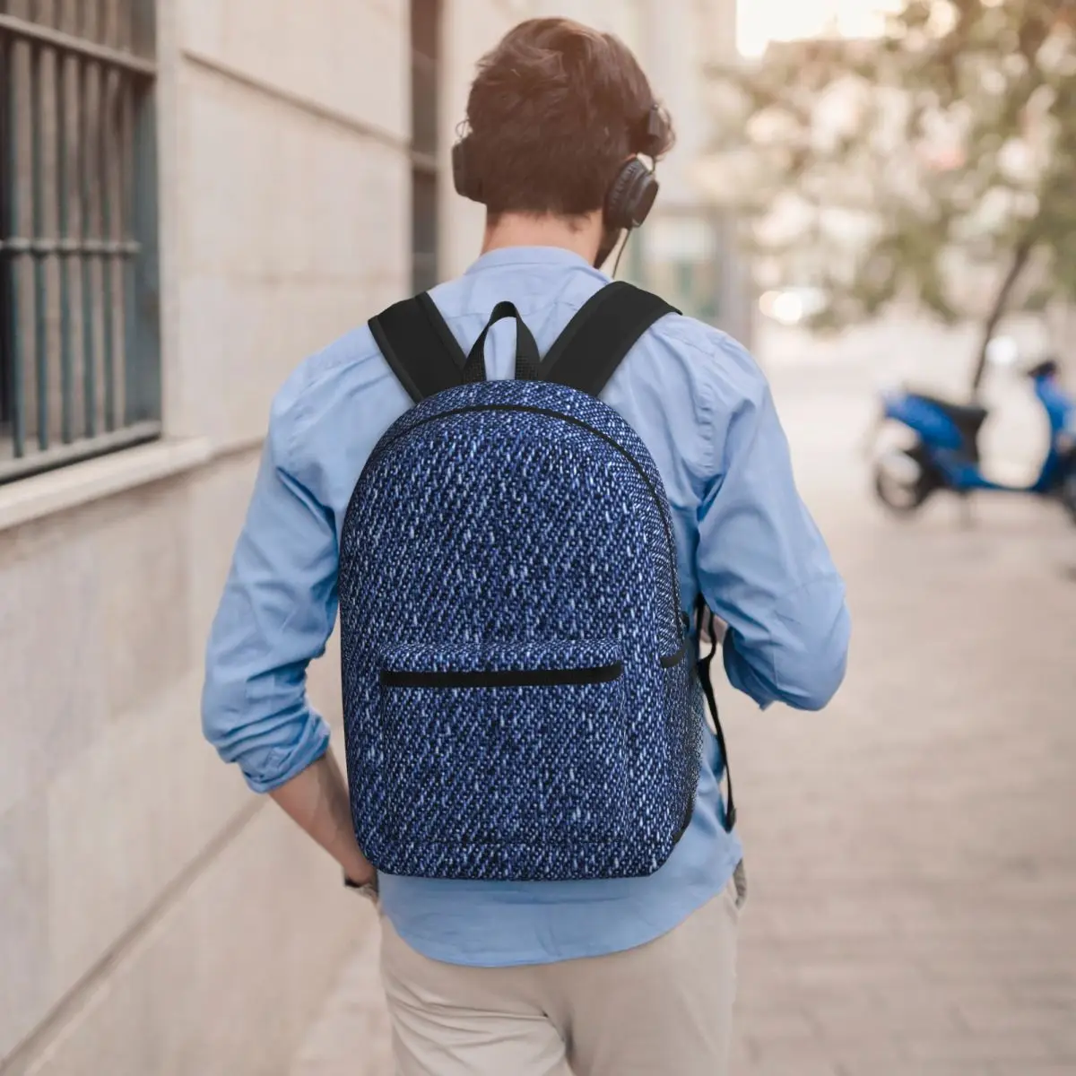 Denim Classic Navy Blue Backpack Student BookBag Children School Bag Computer Shoulder Bags for Men Women