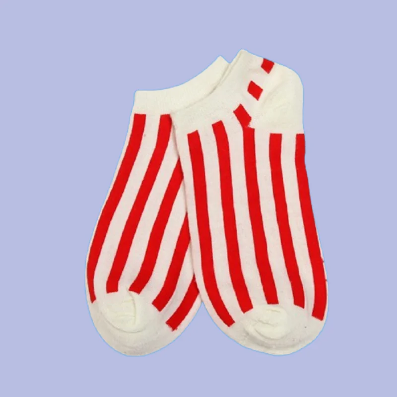 5/10 Pairs Casual Socks Shallow Mouth Short Socks Summer New Polyester Cotton Vertical Striped Men's and Women's Low-cut Socks