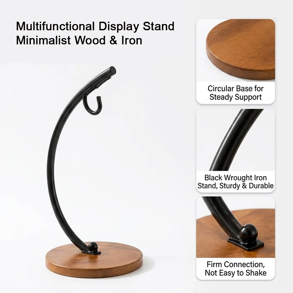 Minimalist Wood & Iron Display Stand Multifunctional Desktop Organizer for Fruit Jewelry Key Headphone,Home Decor