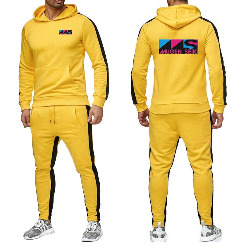2024 Men Printing New Mugen Seiki Solid Color Set Brand Fashion Hoodies Brand Pants Casual Jogger Tracksuit Sweatshirt Suit