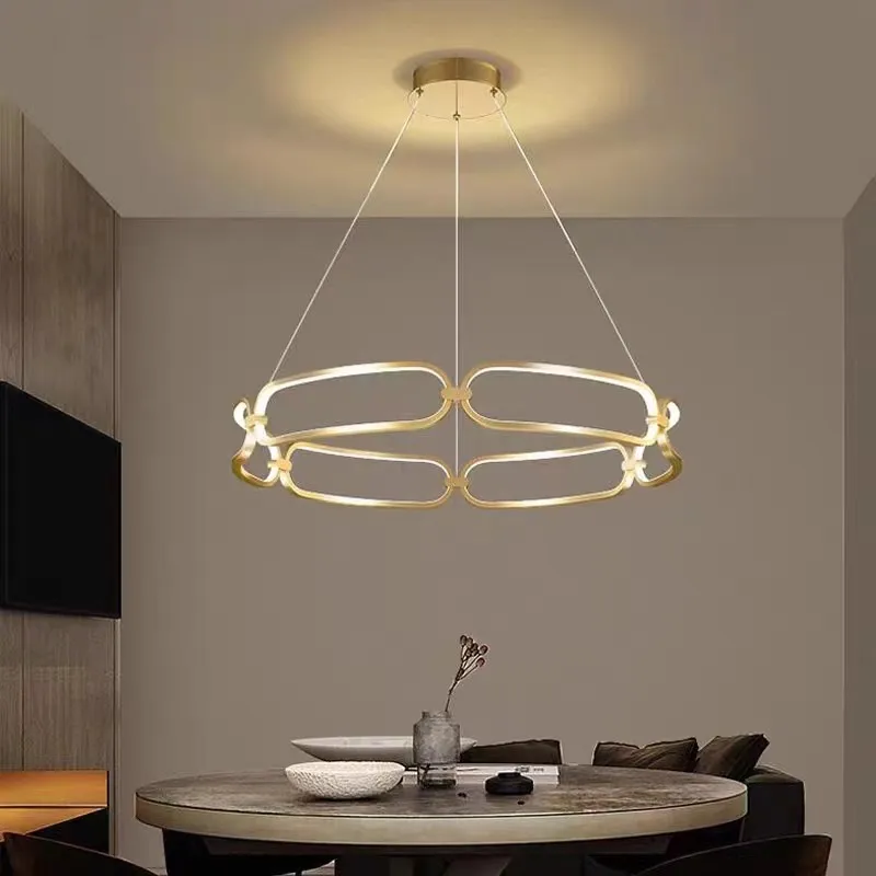 Imagem -02 - Lâmpada Led Gold Ring Pendant Fita Adara Lustre para Quarto Sala de Estar Nórdico Moderno Circular Arte Luz de Alumínio Luxo