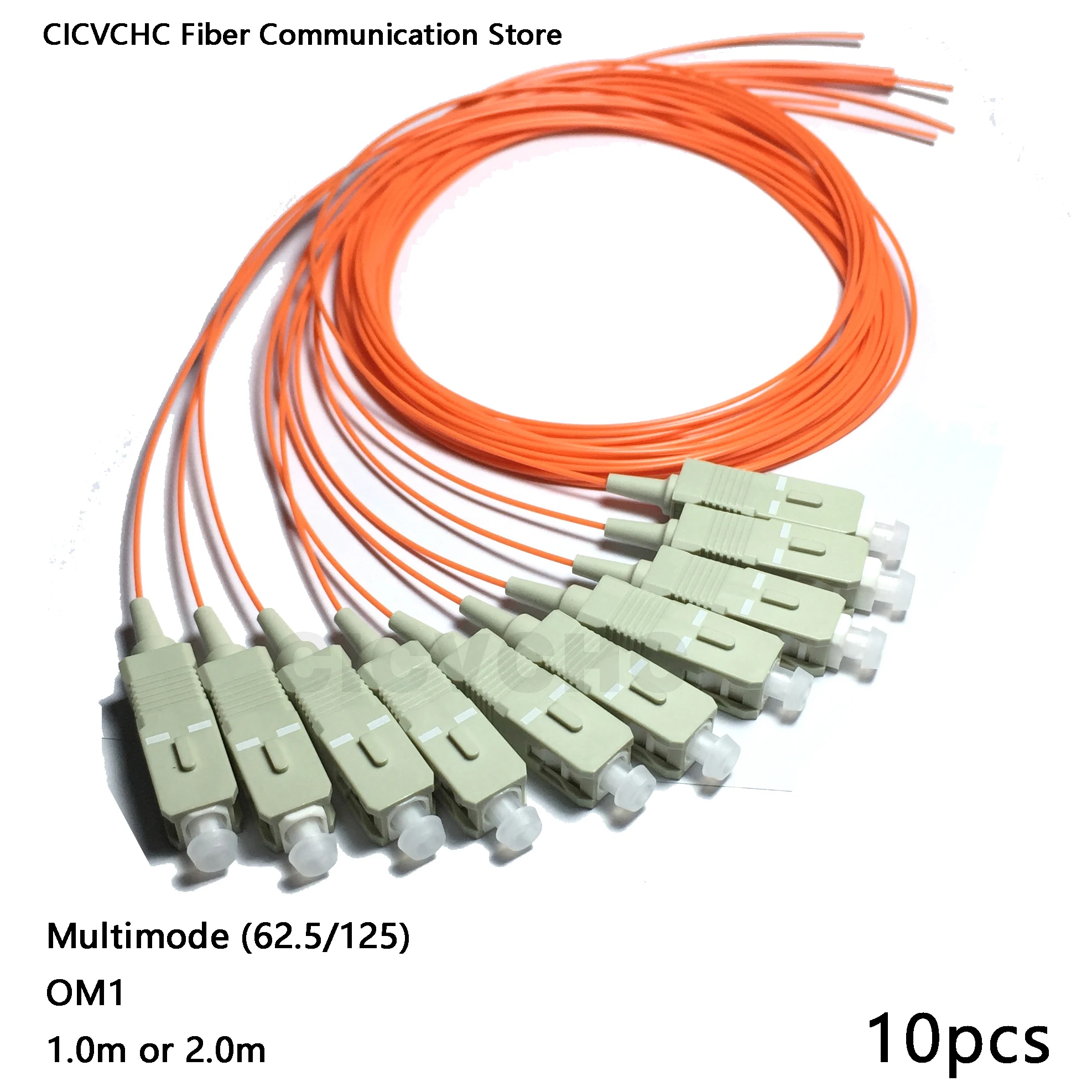 10 Uds SC/UPC coleta de fibra con cable multimodo (62,5/125)-OM1-0,9mm-1.0m o 2,0m