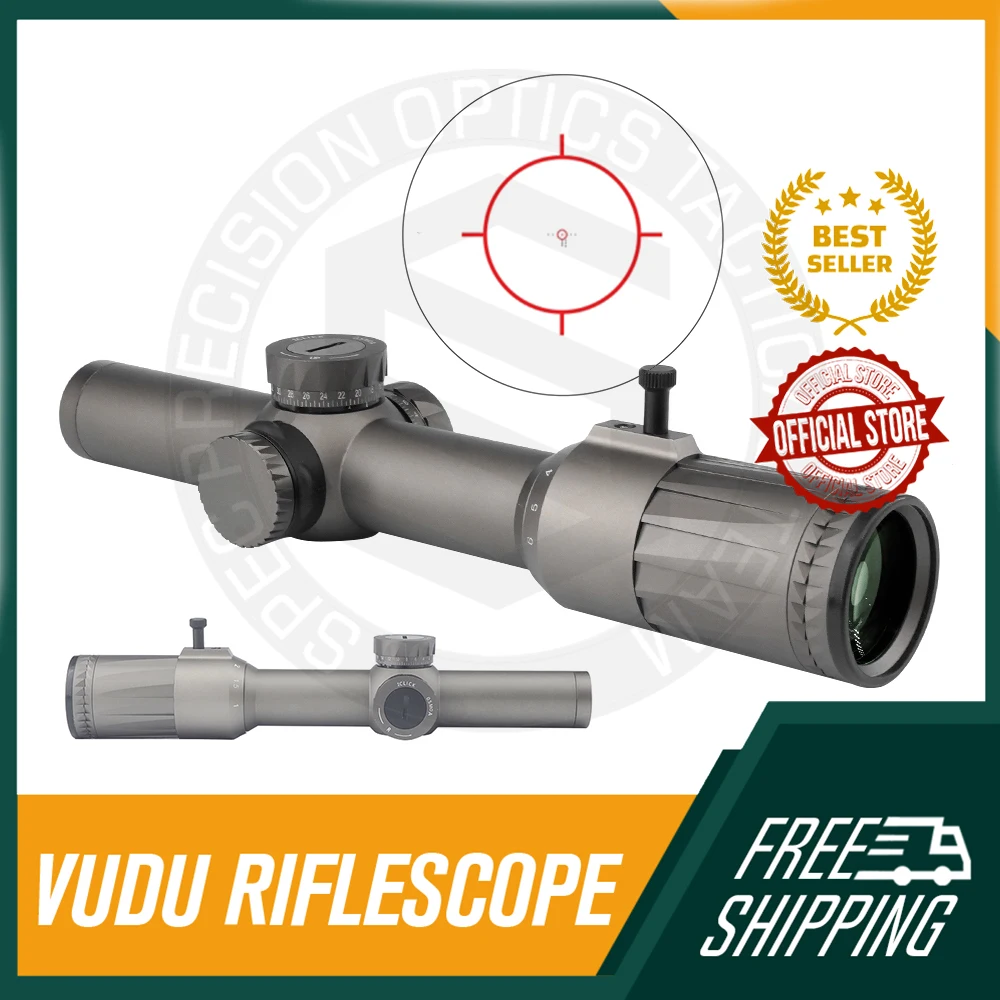 

VUDU 1-6X FFP LPVO Riflescope VUDU 1-6X24mm FFP LPVO Scope 30mmTube SR1 Red Cross Reticle Illuminated with Full Original Marking