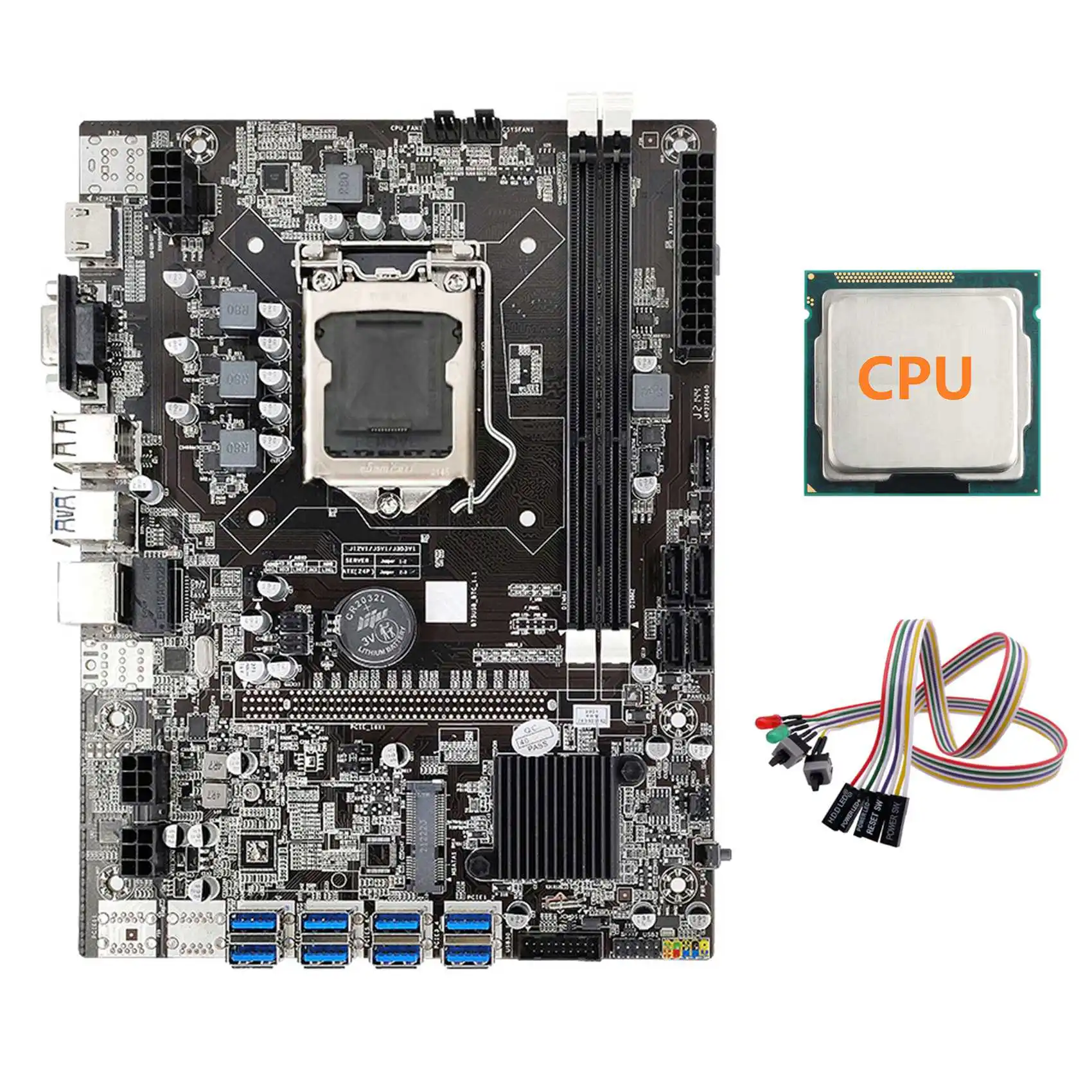 

Материнская плата B75 ETH 8XPCIE на USB + случайный ЦП + двойной кабель переключения со стандартом IOS 1155 DDR3 B75 USB материнская плата для майнинга