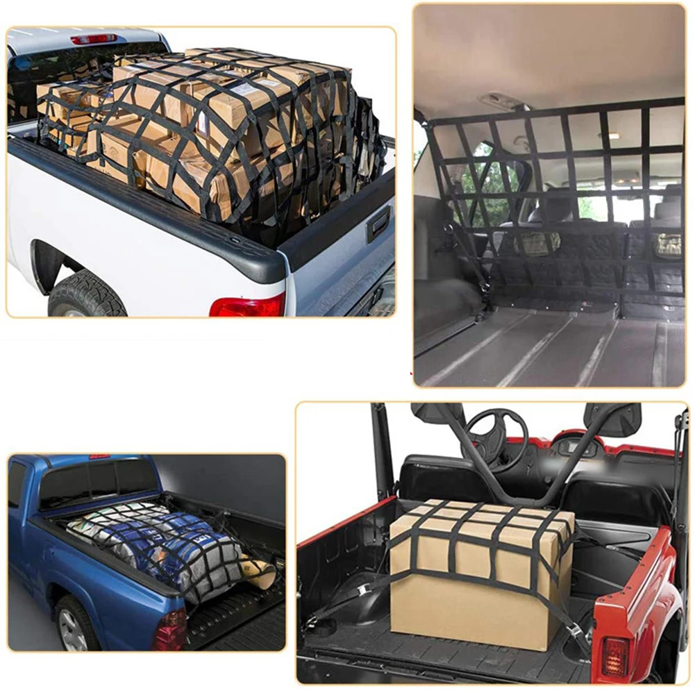 Trunk For Rooftop Mesh Cargo Net for SUV Truck and For Roof Rack Use with Adjustable Webbing Straps and Secure Hook Fastening