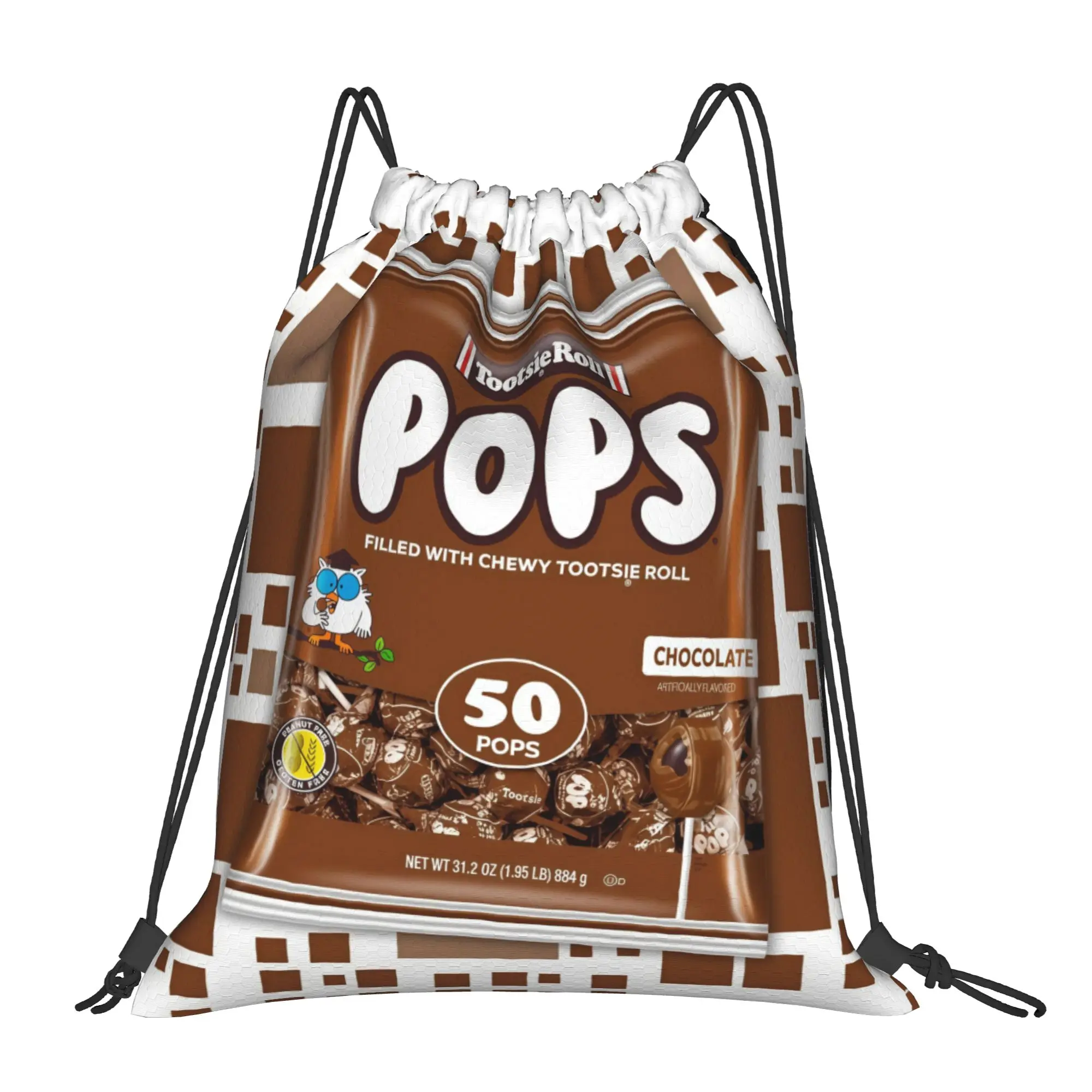 tTootsie Pops Chocolate Flavor Portable Travel Riding Gym Drawstring Storage Sporty Backpacks