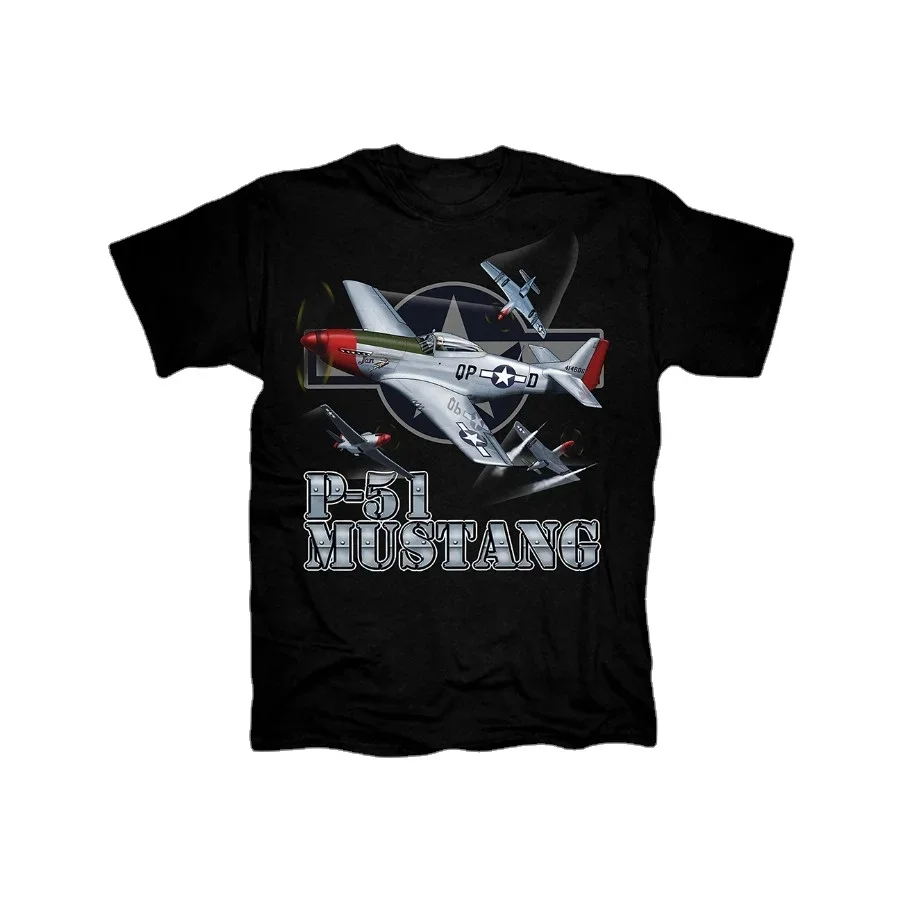 

Футболка P51 мужская с круглым вырезом, хлопковая рубашка с коротким рукавом, с принтом в стиле пневматических боевых пейзажей 1940-х W2