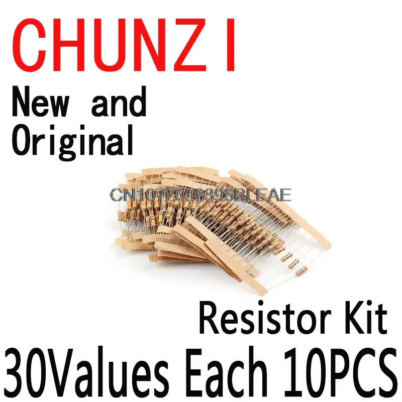 300PCS Resistor Kit 30Values X 10PCS Carbon Film Resistance ohm set 1W 5% 0.1-750