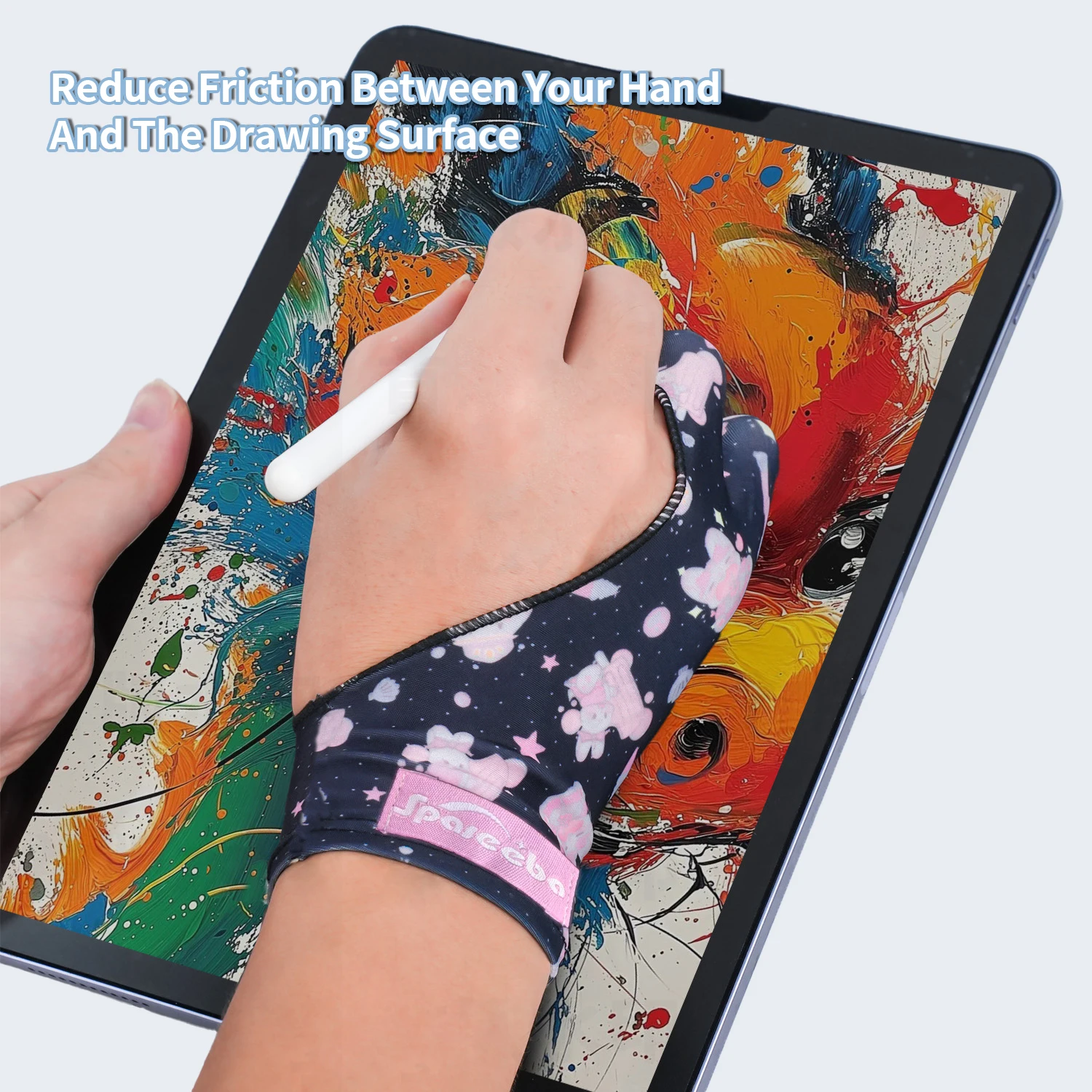 Cute Two-finger Glove for Ipad/Graphics Drawing Tablet HUION / WACOM/XP-PEN, Sweat-proof Glove for sketching Paiting Art Student