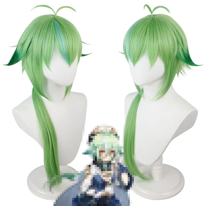 Original Cos God Sugar Wigs Sweetness T Color Gradient Green Reversed Easy to Shape Game Cosplay Headcover Wig