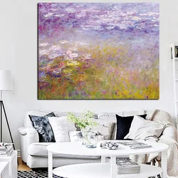 Claude Monet Lotus Posters and HD Prints Landscape Oil Painting on Canvas Art Cuadros Impressionist Wall Picture for Living Room