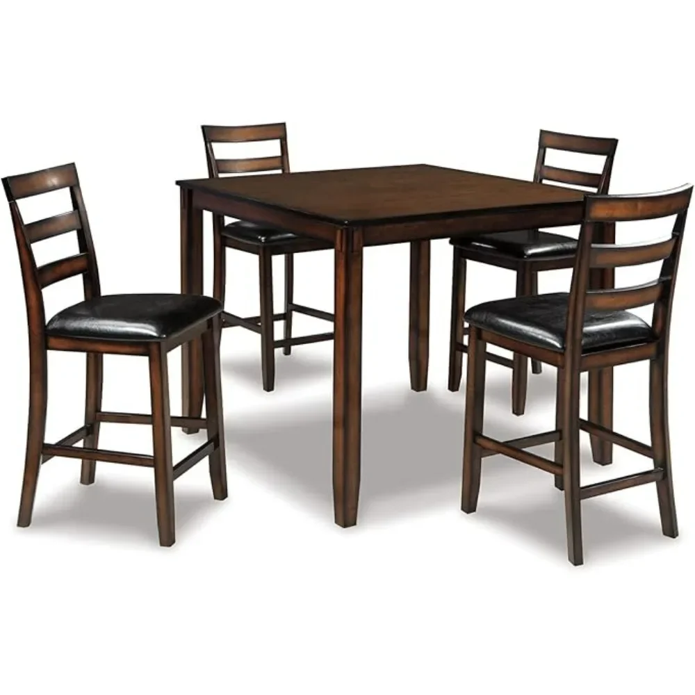 

5 Piece Counter Height Dining Set, Includes Table & 4 Barstools, Brown Dining Tables DARK FINISH Dining Tables