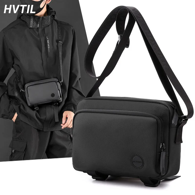 HVTIL Men Locomotive Crossbody Bag Fashion Trend Single Shoulder Pack Women Casual Diagonal Chest Bag Nylon Messenger Waterproof