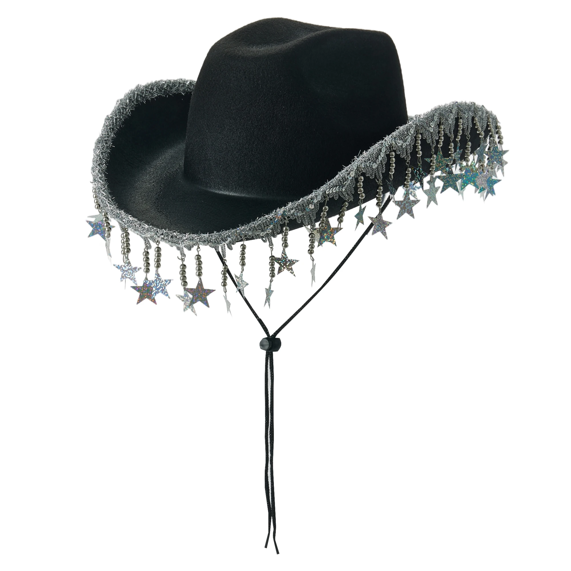 قبعات رعاة البقر الأنيقة المصنوعة من حجر الراين للجنسين مع حافة واسعة وتصميم فيدورا أنيق للمغامرات الخارجية والسفر