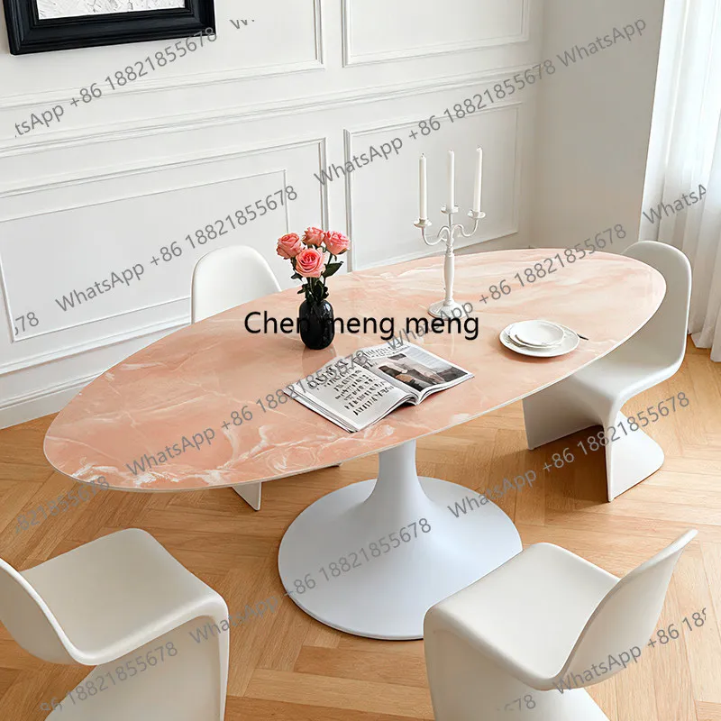 

Обеденный стол для виллы, стол из каменной плиты, домашний, новинка 2025 года, современный, легкий люкс, овальный, художественный стол