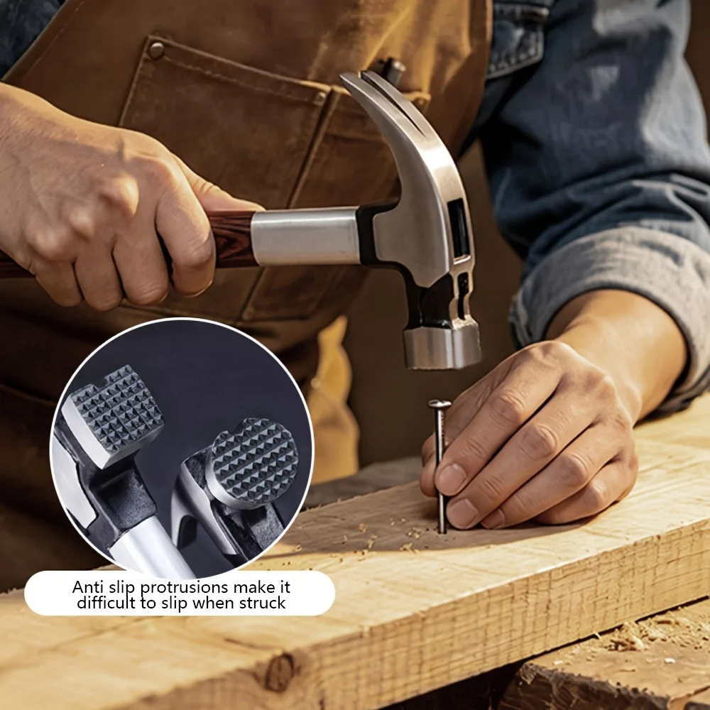 Klauenhammer Hochleistungs-Klauenhammer Holzbearbeitungs-Schlagwerkzeug Magnetischer Automatischer Nagelabsaughammer mit Rutschfestem Gummigriff – Detail 6