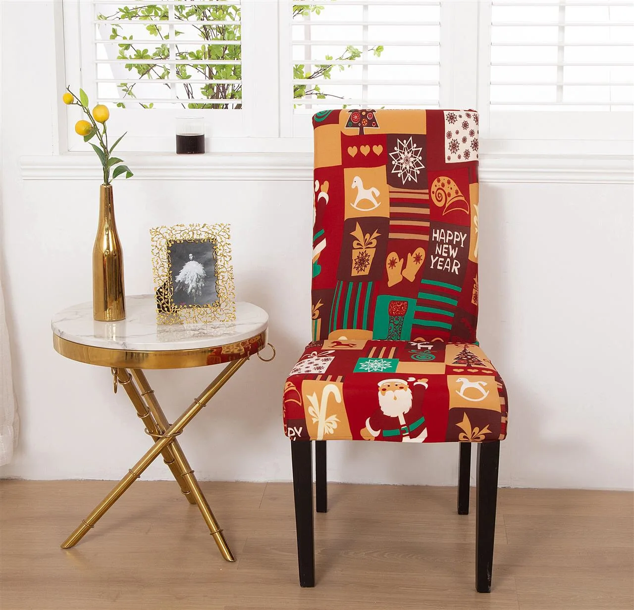 Christmas Dining Chair Cover Polyester Spandex Soft Stretch Christmas Chair Cover Christmas Dining Chair Seat Covers