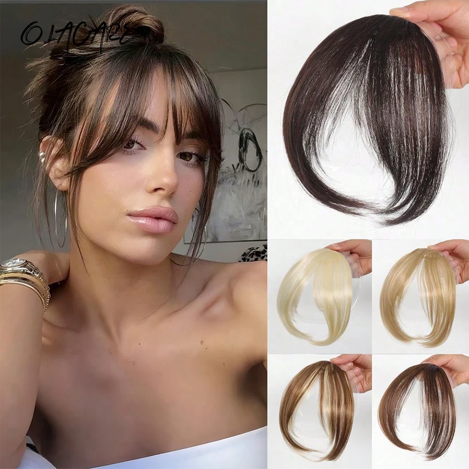 Synthesis Wig Middle-part Bangs Hair Extensions Clip In Forehead Natural Seamless French Oblique Bangs Eight-character Bangs