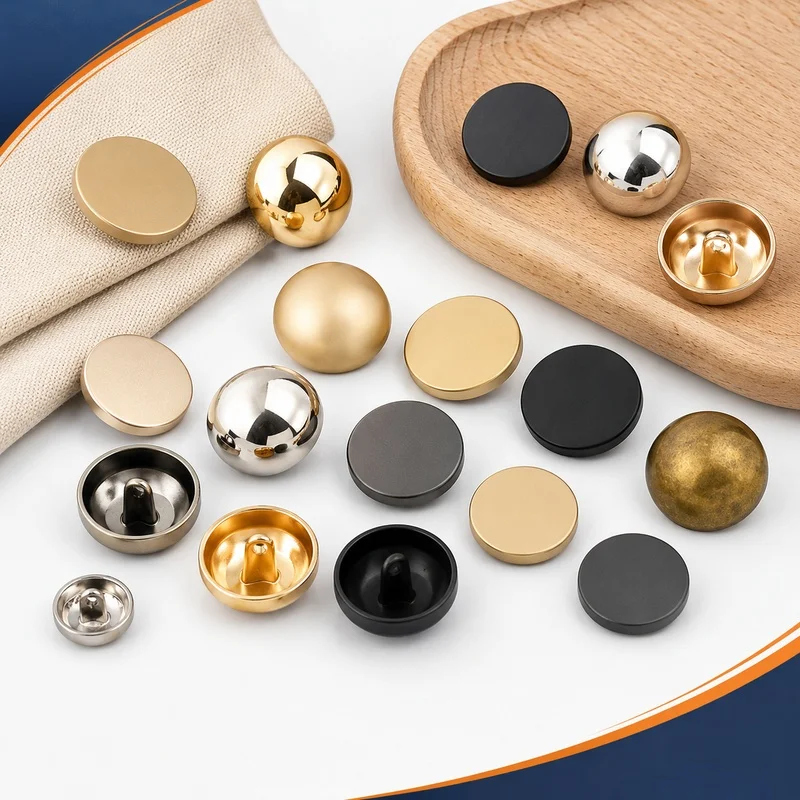 

30Pcs 10-28mm Metal Shank Buttons Flat Head Round Clasps Washable Coat Jacket Dress Sewing Buckle Clothing Decor Accessory Kit