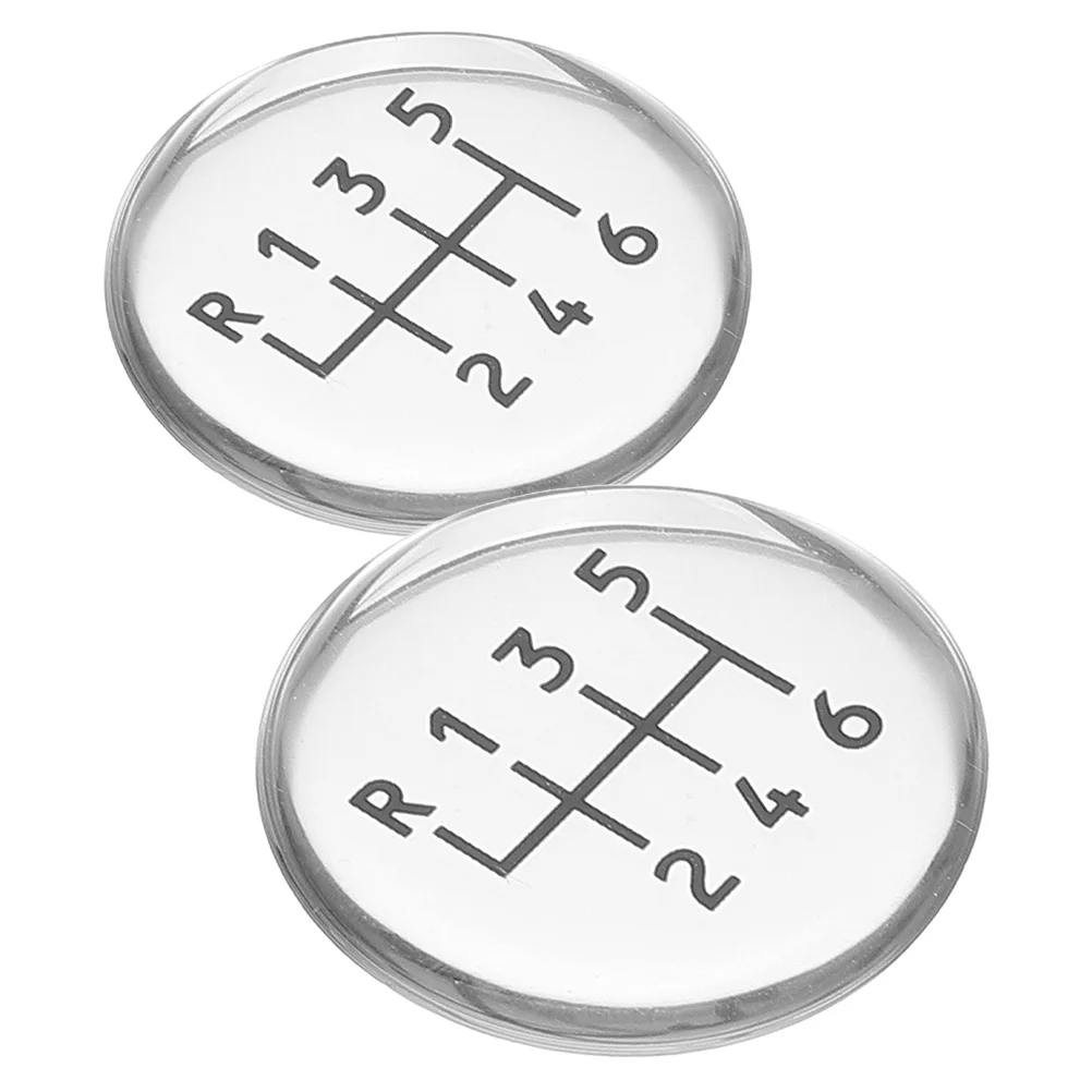 

2 Pcs Car Gear Head Shift Decoration Manual Transmission Decal Stickers Round Epoxy Cars