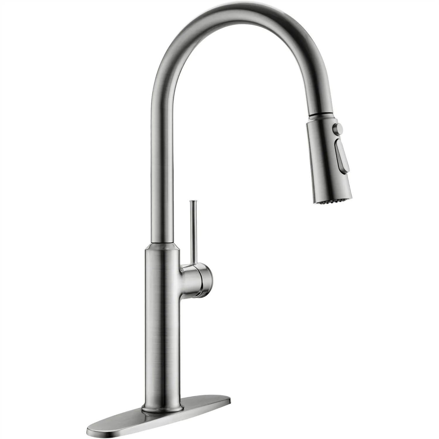 

Brushed Nickel Kitchen Faucet with Pull Down Sprayer, High Arc Single Handle, Solid Brass