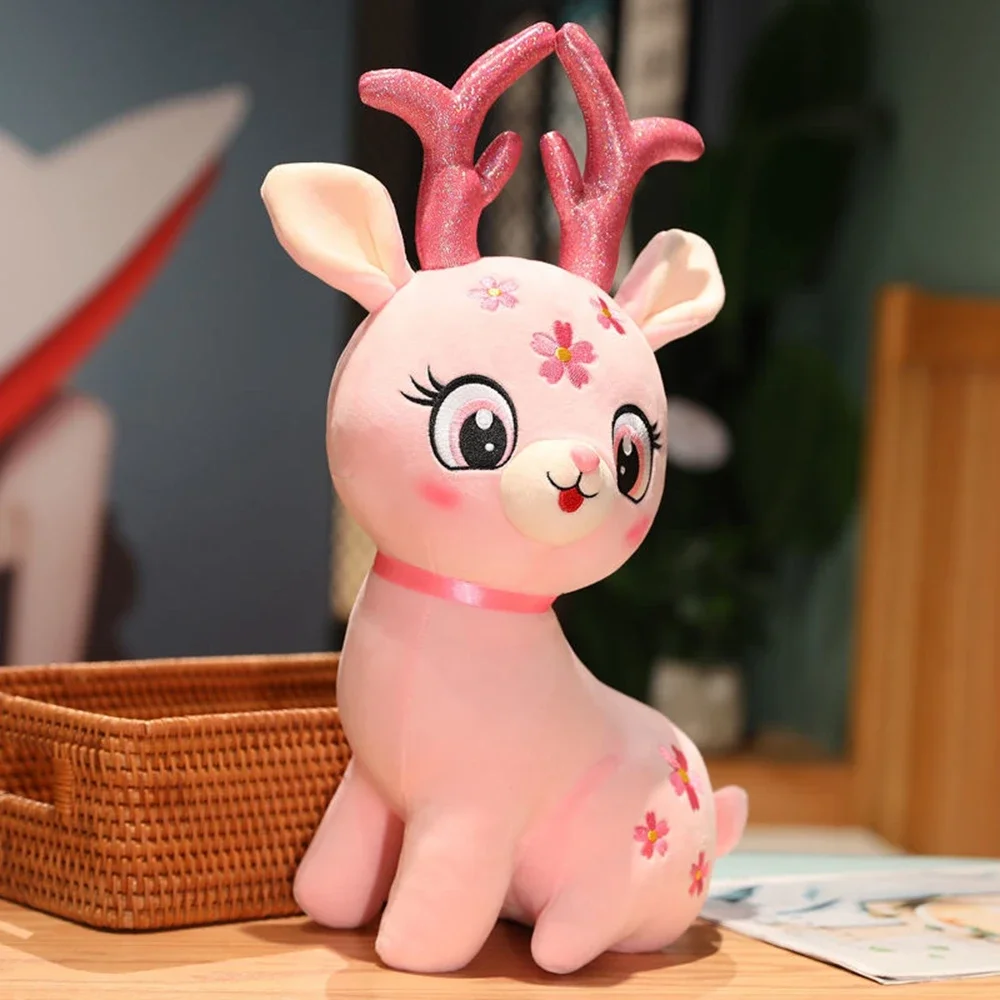 33CM Babbo Natale Alce Peluche Cervo Sika Kawaii Decorazione della camera da letto Regali festivi per i regali di Natale di compleanno dei bambini