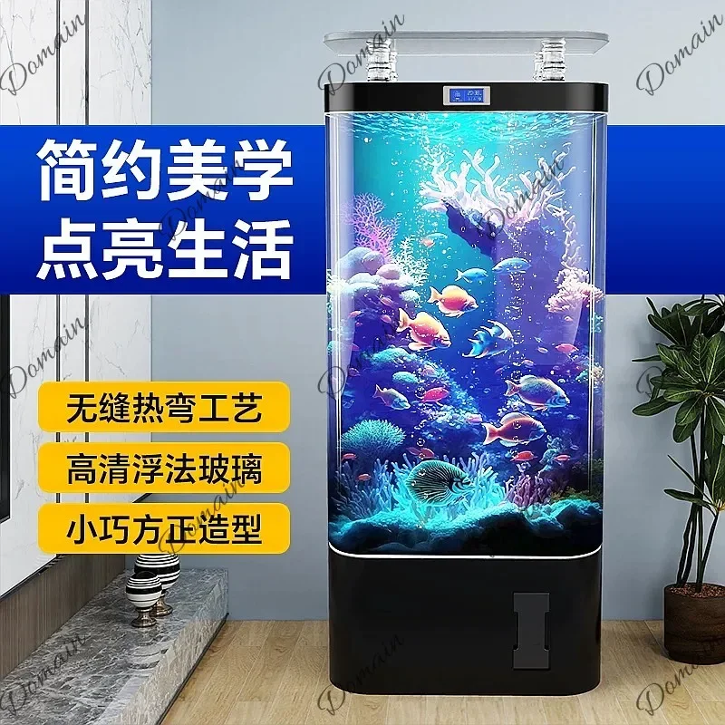 EW New Smart Fish Tank Medium Vertical Filter Integrated Eco Glass Aquarium No Water Change U