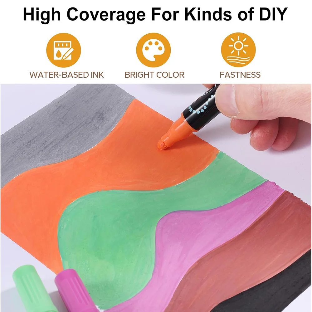 أقلام طلاء أكريليك، مجموعة أقلام طلاء أكريليك ذات طرف مزدوج 12/36/60 لونًا مع طرف فرشاة وأقلام طلاء ذات طرف رفيع #4