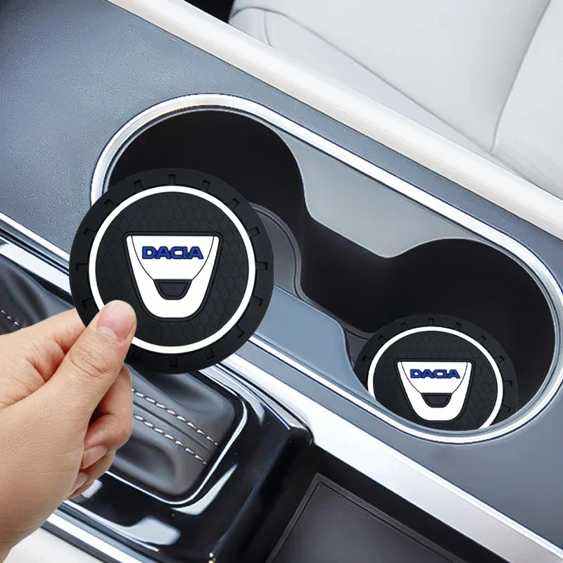 Car Coaster Water Cup Slot Non-Slip Mat Pad Emblem Interior Dacia Logan Sandero 2 Mcv Sandero MK Cilo Stepway Dokker Car Goods