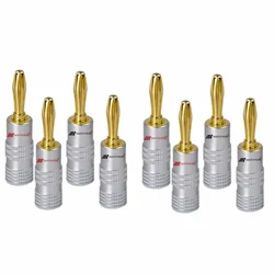 Matihur-Enchufes banana chapados en oro de 24K, conector Banana de 4MM con bloqueo de tornillo para conector de Audio y altavoz, HiFi, 8 piezas