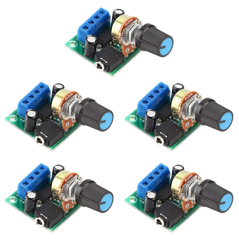 ABJF-5X LM386 슈퍼 미니 증폭기 보드, 3V-12V, 0.5W-10W 스피커 저잡음 전력 소비, 스피커 오디오 시스템 DIY 용