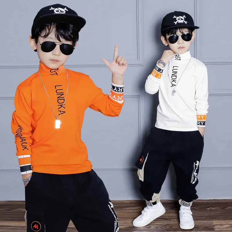 

Boys T-shirt Spring Autumn Kids Fashion Letter Long Sleeve Cotton Tops Casual Teen Bottoming Shirt Baby Children's Clothes