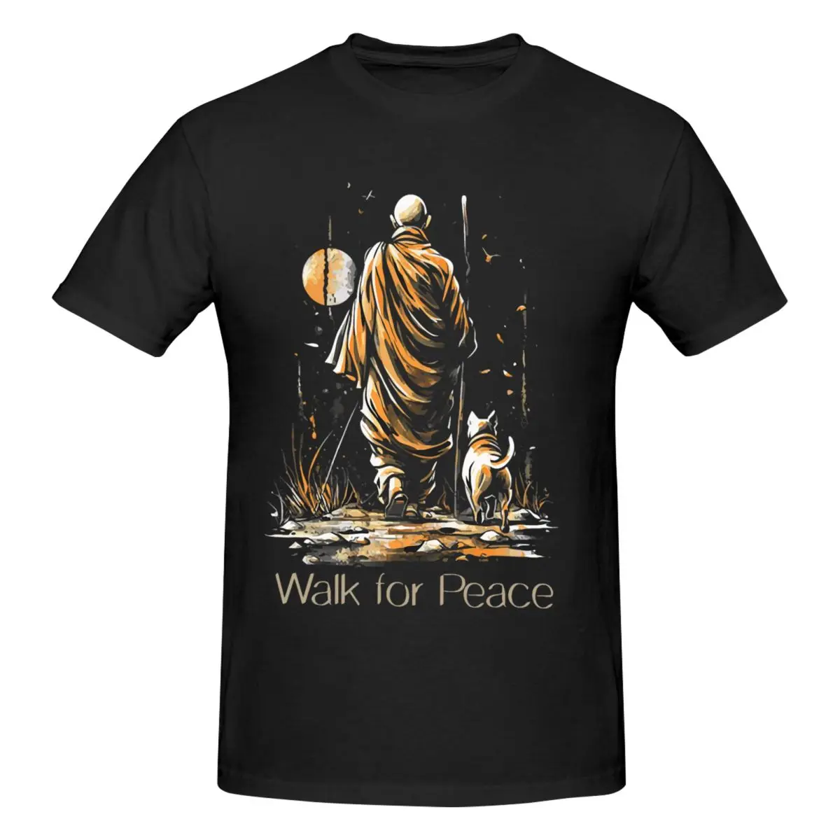 Camiseta Kawaii de algodón para hombre Aloka Walk For Peace Monks con Aloka Dog, ropa de calle